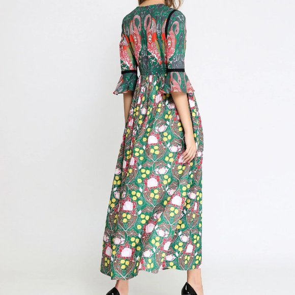 Camino Couture maxi dress green flamingo sz 6 / UK10 - Picture 6 of 14